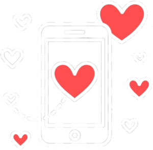 Hearts around a phone